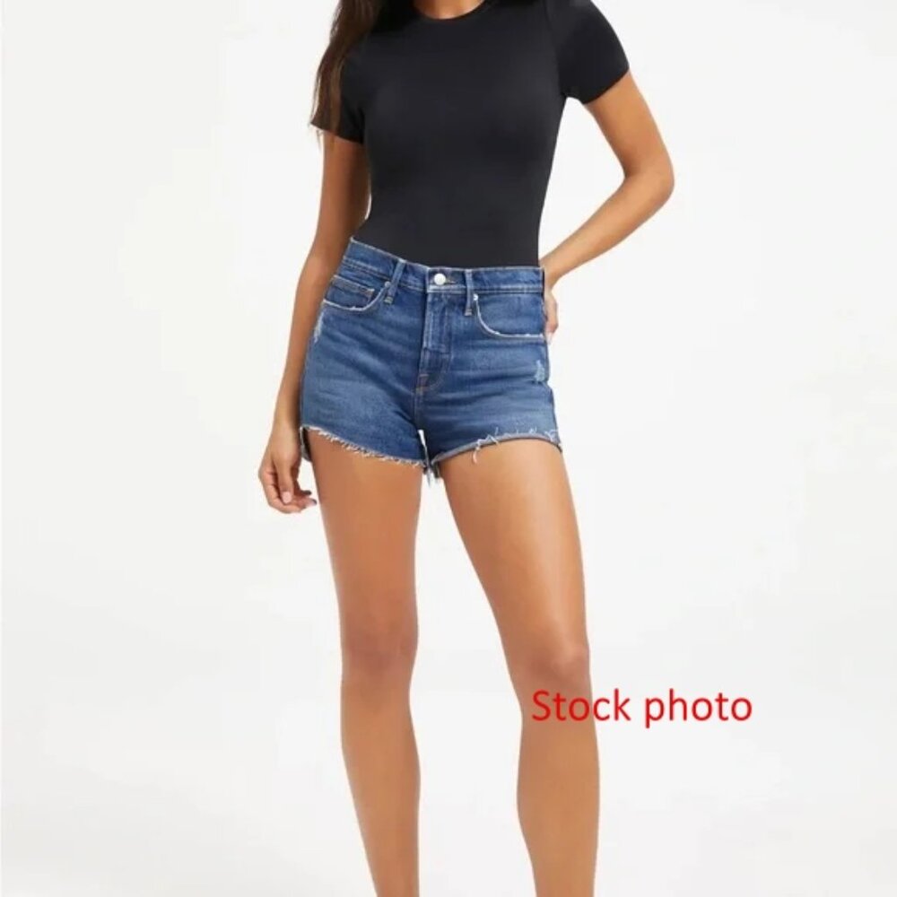 Good American Women's Good 90's Denim Blue Jean Cuttoff Shorts Size 10/30
